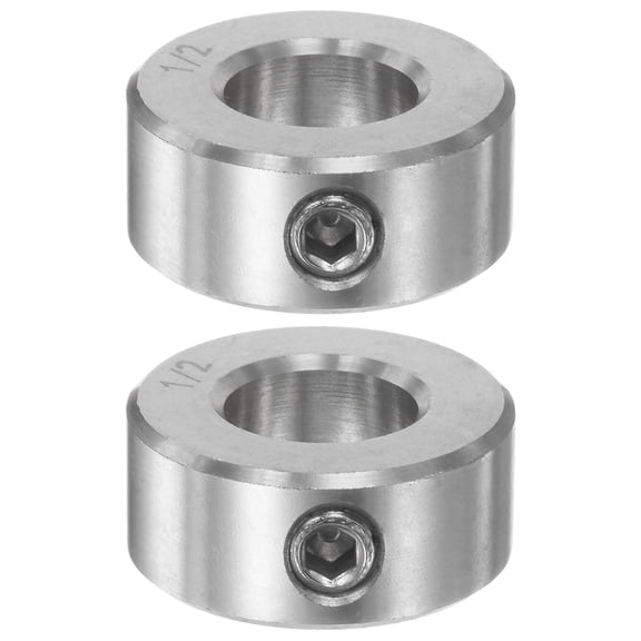 Uxcell 1/2" Bore 304 Stainless Steel Set Screw Shaft Collars, 1" OD, 7/16" Width 2 Pack