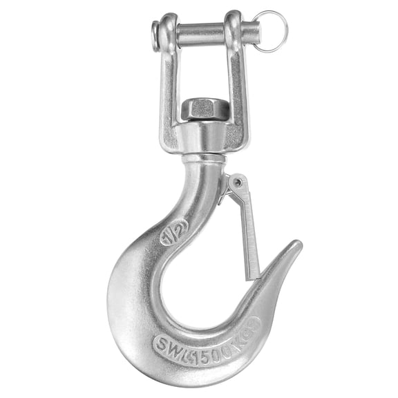 Uxcell 1/2" Clevis Slip Hook, 304 Stainless Steel Clevis Chain Grab Hook 3307lb Capacity Heavy Duty Safety Chain Hooks with Safety Latch for Trailer Truck Transport