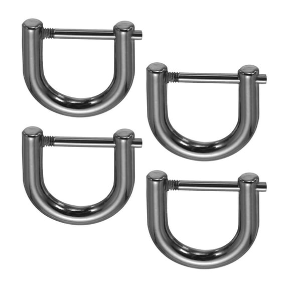 Uxcell 1/2" D-Rings Screw in Shackle, 4 Pcs Horseshoe U Shape D Ring Zinc Alloy Buckles for Purse Keychain, Black