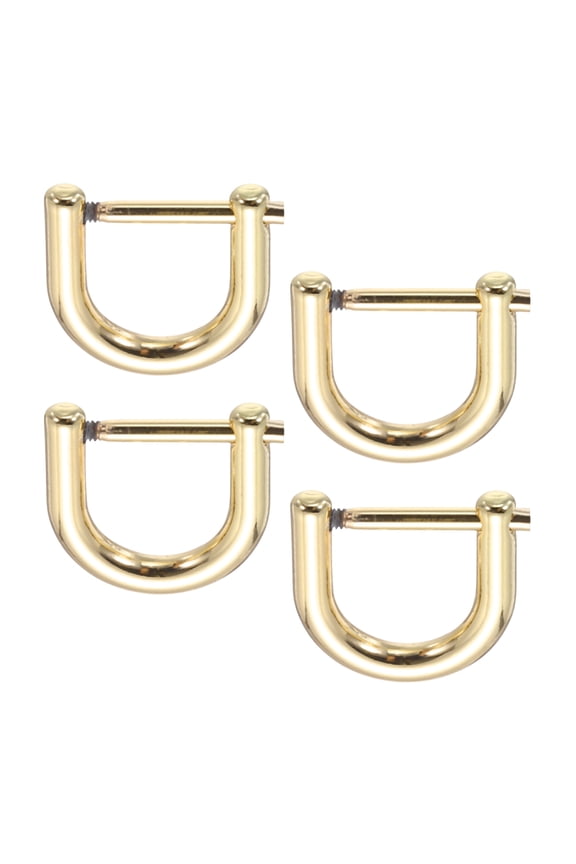 1/2" D-Rings Screw in Shackle, 4 Pcs Horseshoe U Shape D Ring Zinc Alloy Buckles for Purse Keychain, Light Gold