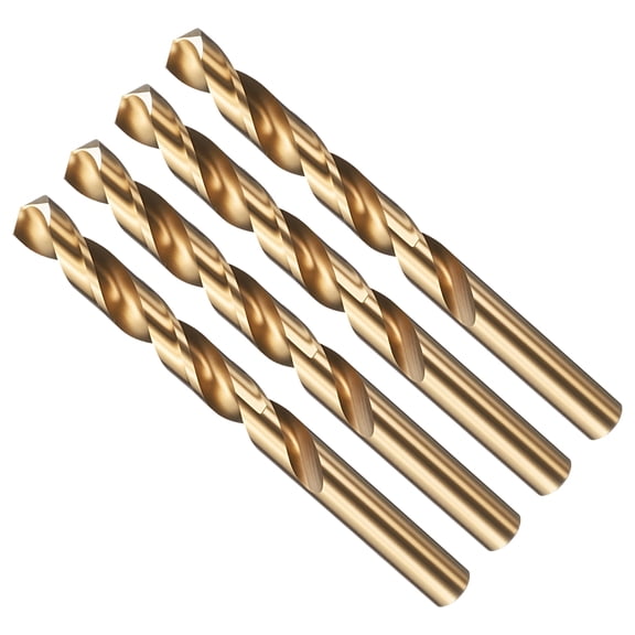 Uxcell 1/2"" Drill Bit Straight Shank 4241 HSS Gold Finish, 4pcs