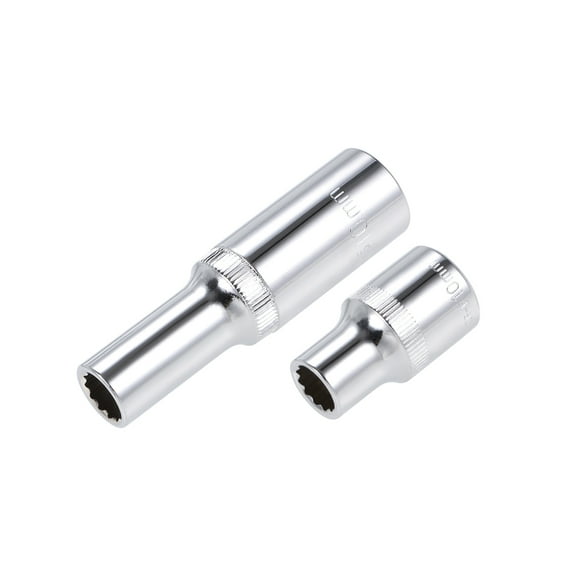 Uxcell 1/2" Drive 10mm Deep and Shallow 12-Point Socket Set, Metric, CR-V