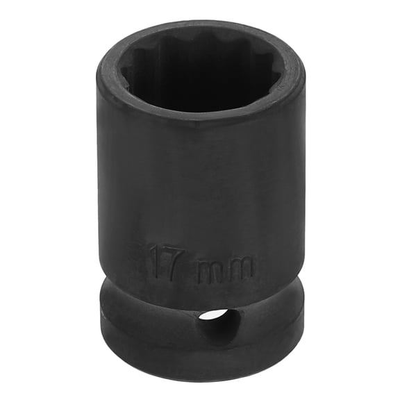 Uxcell 1/2" Drive 12 Points Socket 17mm Metric CR-V Steel Shallow Impact Socket