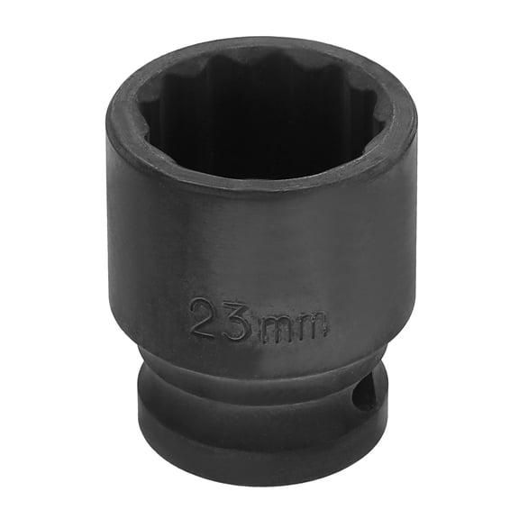 Uxcell 1/2" Drive 12 Points Socket 23mm Metric CR-V Steel Shallow Impact Socket