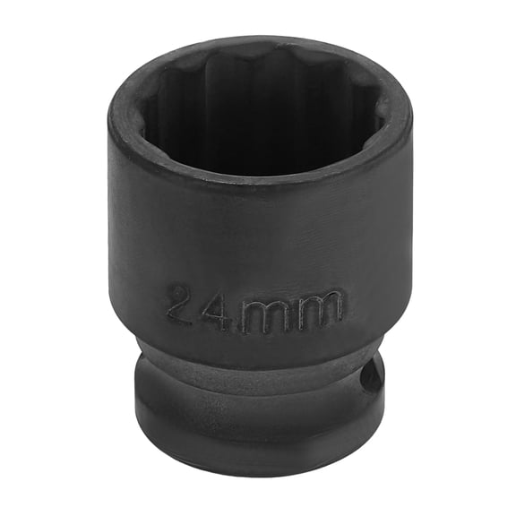 Uxcell 1/2" Drive 12 Points Socket 24mm Metric CR-V Steel Shallow Impact Socket
