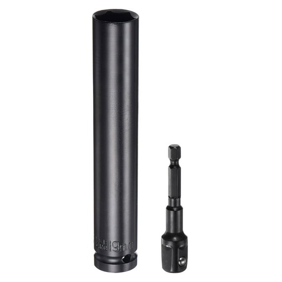 Uxcell 1/2" Drive 19mm 6-Point Socket 6" Length, 1/2" to 1/4" Hex Shank Adapter Phosphate Coated, CR-V Steel