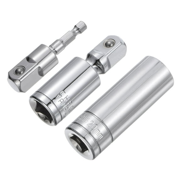 Uxcell 1/2" Drive 20mm Deep Socket Swivel Joints Hex Shank Impact Driver Adaptor Set