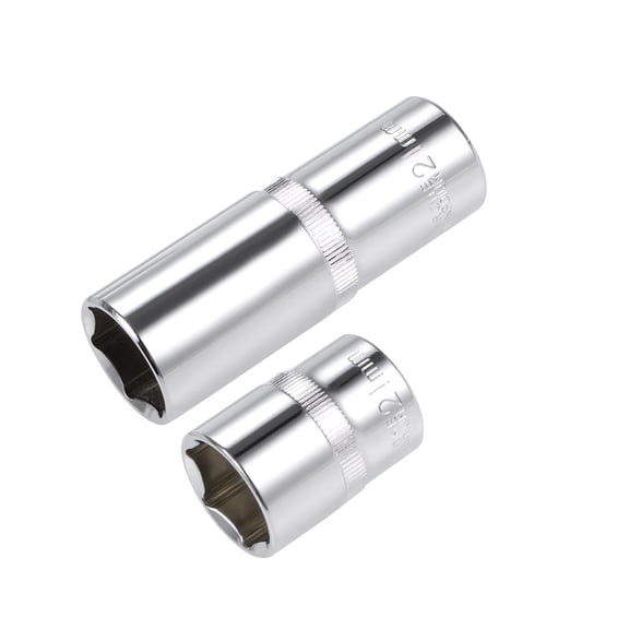 Uxcell 1/2" Drive 21mm Deep and Shallow 6-Point Socket Set, Metric, CR-V