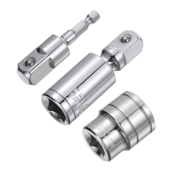 Uxcell 1/2" Drive 23mm Shallow Socket Swivel Joints Hex Shank Impact Driver Adaptor Set