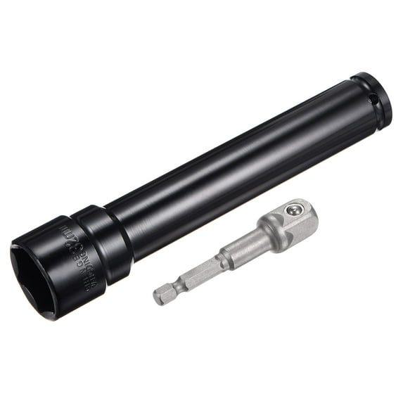 Uxcell 1/2" Drive 32mm Deep 6-Point Impact Socket 8" Length and 1/4" Hex Shank Adapter
