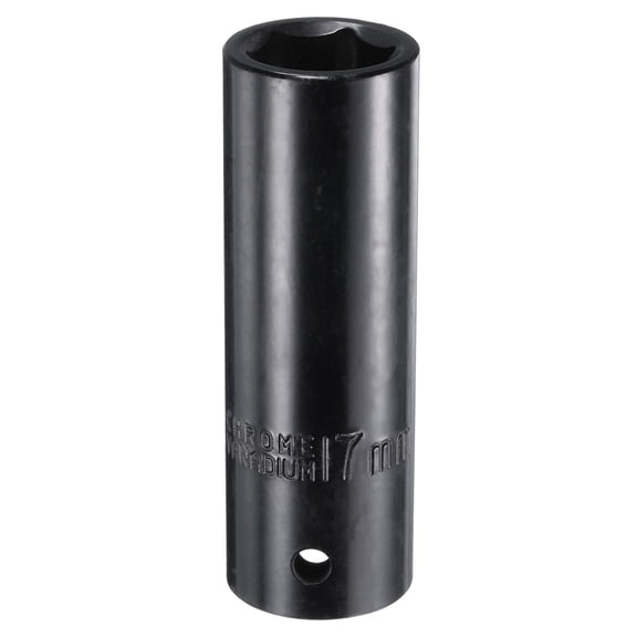 Uxcell 1/2" Drive 6 Point Socket 17mm Deep Impact Pneumatic Sockets, Black Glossy