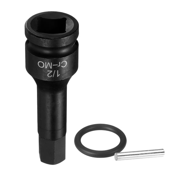 Uxcell 1/2" Drive Impact Hex Bit Socket 1/2 Inch SAE CR-MO Steel 6-Point Sockets with Cotter Pin for Power Drill Drivers Adapter
