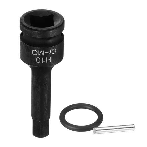 Uxcell 1/2" Drive Impact Hex Bit Socket 10mm Metric CR-MO Steel 6-Point Sockets with Cotter Pin for Power Drill Drivers Adapter