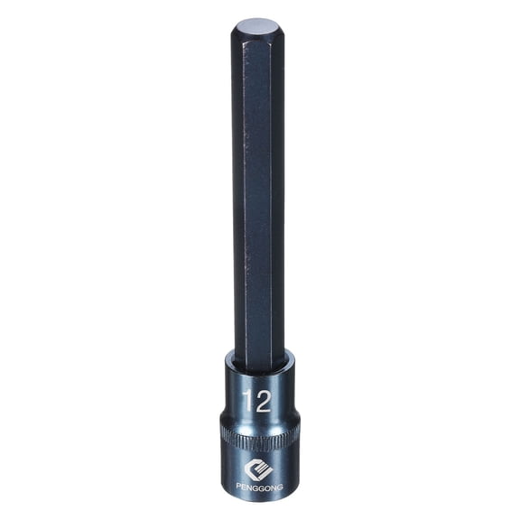 Uxcell 1/2" Drive Impact Hex Bit Socket 12mm Metric 5.5" Length S2 Steel, Blue