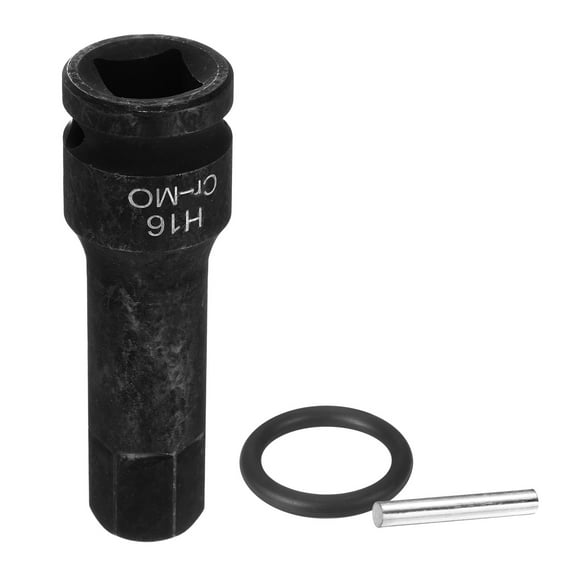 Uxcell 1/2" Drive Impact Hex Bit Socket 16mm Metric CR-MO Steel 6-Point Sockets with Cotter Pin for Power Drill Drivers Adapter