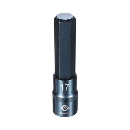 Uxcell 1/2" Drive Impact Hex Bit Socket 17mm Metric 4" Length S2 Steel, Blue