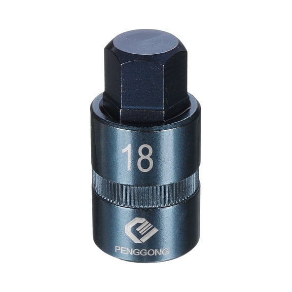 Uxcell 1/2" Drive Impact Hex Bit Socket 18mm Metric 2.2" Length S2 Steel, Blue