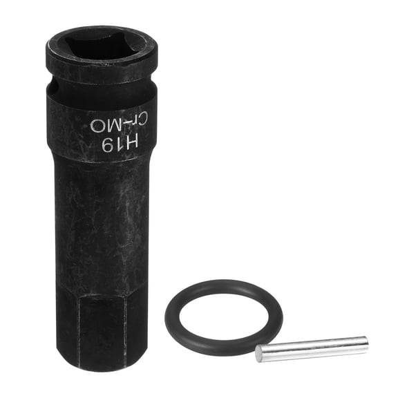 Uxcell 1/2" Drive Impact Hex Bit Socket 19mm Metric CR-MO Steel 6-Point Sockets with Cotter Pin for Power Drill Drivers Adapter
