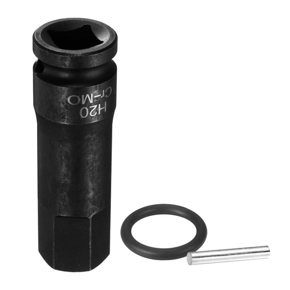 Uxcell 1/2" Drive Impact Hex Bit Socket 20mm Metric CR-MO Steel 6-Point Sockets with Cotter Pin for Power Drill Drivers Adapter