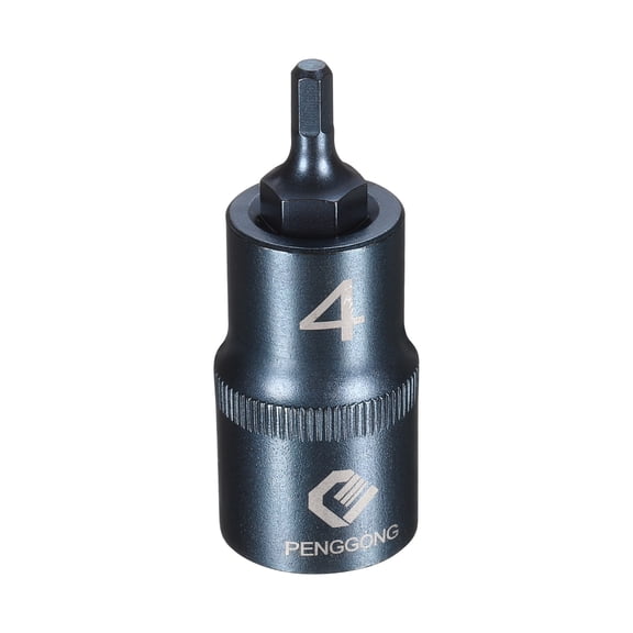 Uxcell 1/2" Drive Impact Hex Bit Socket 4mm Metric 2.2" Length S2 Steel, Blue