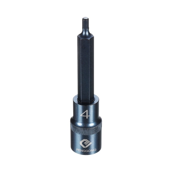 Uxcell 1/2" Drive Impact Hex Bit Socket 4mm Metric 4" Length S2 Steel, Blue