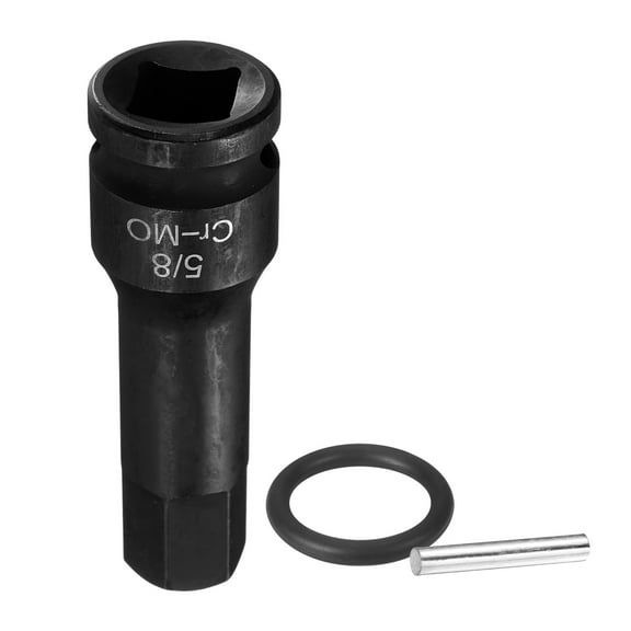 Uxcell 1/2" Drive Impact Hex Bit Socket 5/8 Inch SAE CR-MO Steel 6-Point Sockets with Cotter Pin for Power Drill Drivers Adapter