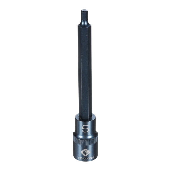 Uxcell 1/2" Drive Impact Hex Bit Socket 5mm Metric 5.5" Length S2 Steel, Blue