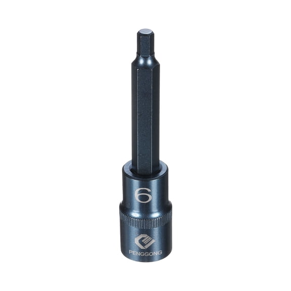 Uxcell 1/2" Drive Impact Hex Bit Socket 6mm Metric 4" Length S2 Steel, Blue