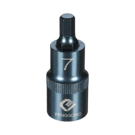 Uxcell 1/2" Drive Impact Hex Bit Socket 7mm Metric 2.2" Length S2 Steel, Blue