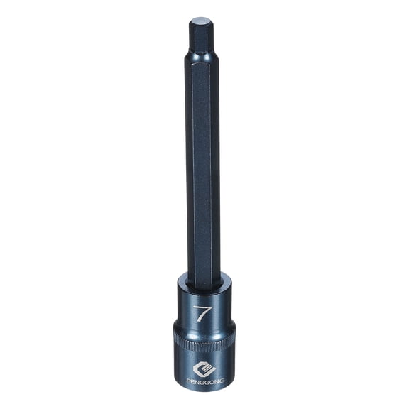 Uxcell 1/2" Drive Impact Hex Bit Socket 7mm Metric 5.5" Length S2 Steel, Blue