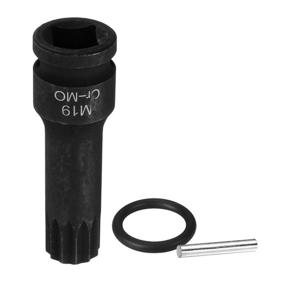 Uxcell 1/2" Drive M19 Triple Square Impact Spline Bit Socket 19mm CR-MO Steel 12-Point Triple Square Sockets with Cotter Pin and O-ring for Power Drill Drivers Adapter