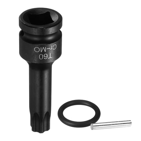 Uxcell 1/2" Drive Torx Bit Socket T60 Impact 6 Point Star Bit Sockets CR-MO Steel with Cotter Pin and O-ring for Power Drill Drivers Garage Workshop Adapter