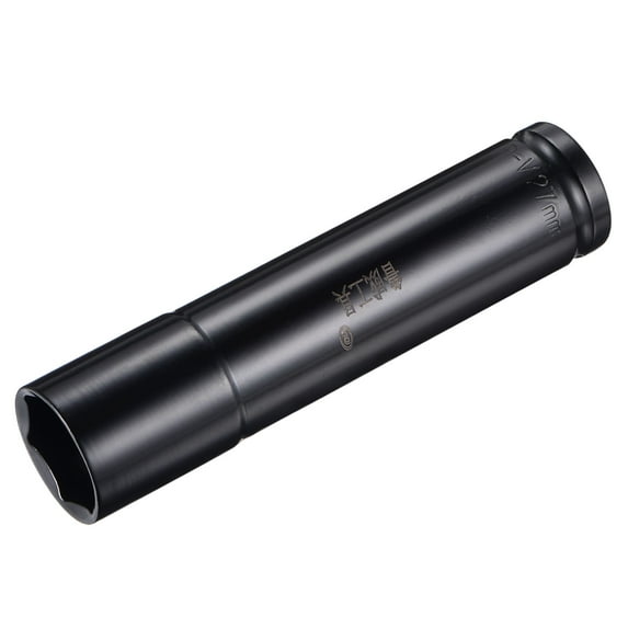 Uxcell 1/2" Drive by 27mm Deep Impact Socket, Heat-Treated CR-V Steel 6" Length, 6-Point Metric Sizes