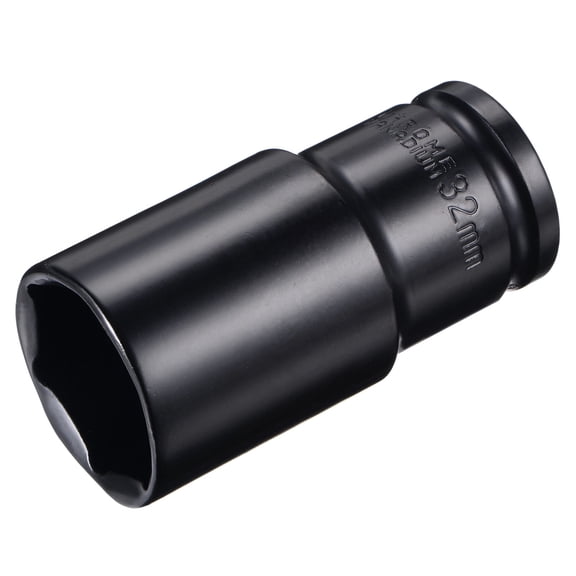 Uxcell 1/2" Drive by 32mm Deep Impact Socket, Heat-Treated CR-V Steel 3.15" Length, 6-Point Metric Sizes