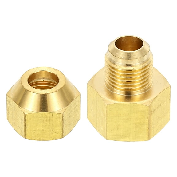 Uxcell 1/2" Flare Female x 3/8" Flare Male Brass Flare Tube Fitting with Flare Nut