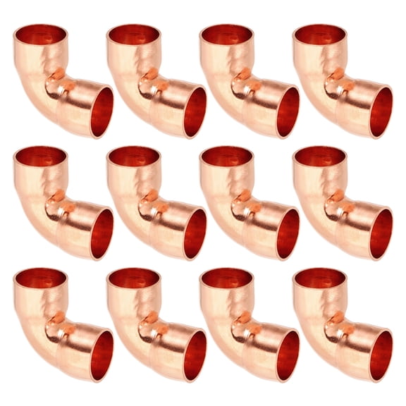 Uxcell 1/2" ID 0.8mm Thick Elbow Copper Fitting 12pcs Short Radius Sweat Solder Pure Copper Tube Connector