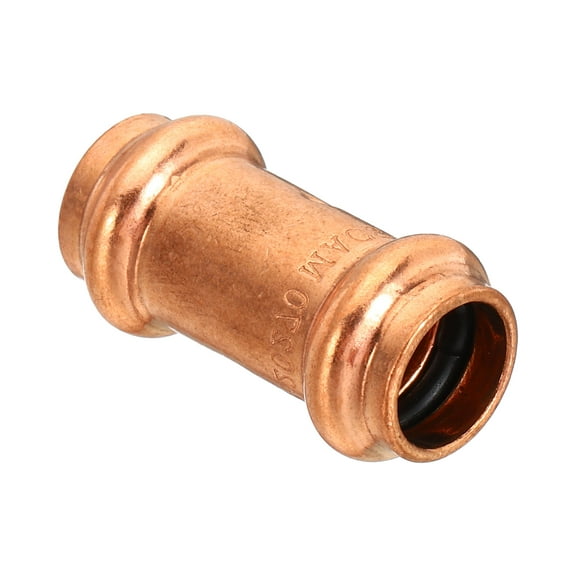 Uxcell 1/2" ID Straight Copper Coupling Copper Connector Joint Pipe Fitting with Rolled Tube Stop Clamp to Install