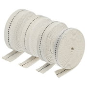Uxcell 1/2 Inch 5/8 Inch 3/4 Inch 7/8 Inch Flat Wide 2 Meter Long Cotton Oil Lamp Wick Kit with Black Stitch, 4 in1 Set