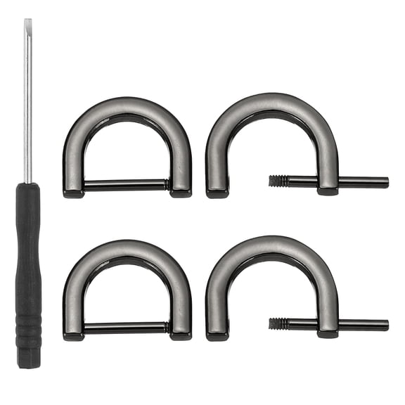 Uxcell 1/2 Inch D-Rings Screw in Shackle, 4 Pcs for DIY Leather Craft Purse, Black