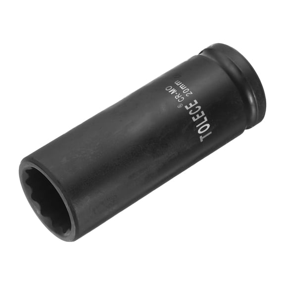 Uxcell 1/2-Inch Drive 20mm 12-Point Deep Impact Socket, CR-MO Steel 78mm Length, Metric Sizes