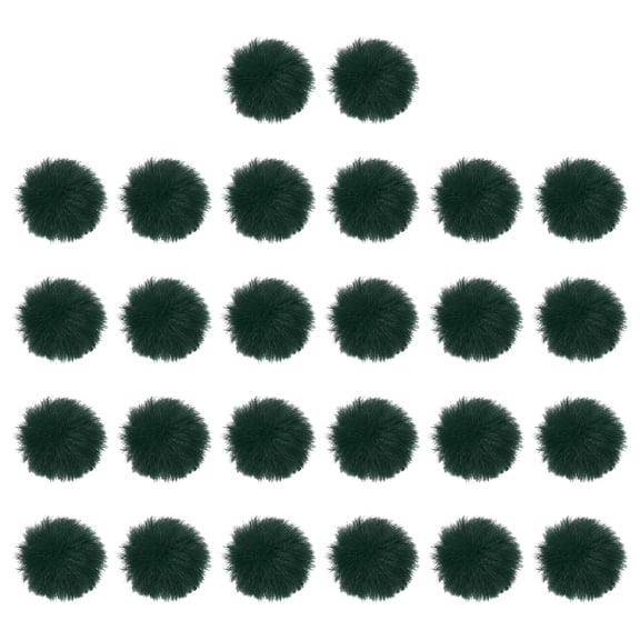 Uxcell 1.2 Inch Faux Fur Pom Poms for Hats, 26 Pcs Soft Faux Rabbit Fur Large Fluffy Pompom Balls with Elastic Loop for DIY Crafts Keychains Removable Knitting Accessories, Dark Green