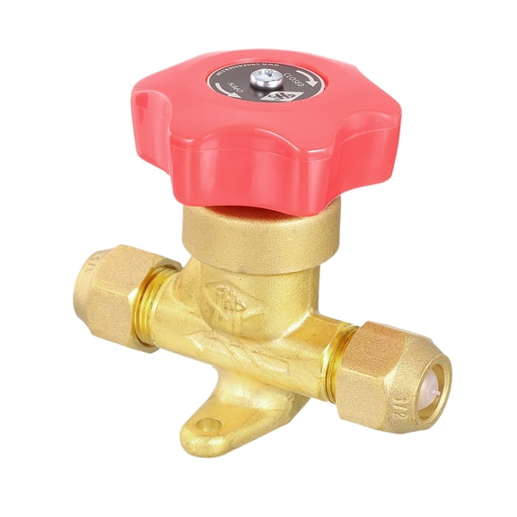 Uxcell 1/2 Inch Flare x 1/2 Inch Flare SAE Gas Valve Forged Copper Ball Globe Valve Fitting for Gas Connector Air Conditioning HVAC Refrigeration