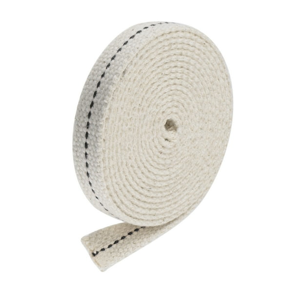 Uxcell 1/2 Inch Flat Wide 2 Meter Long Cotton Oil Lamp Wick with Black Stitch, 5 Roll