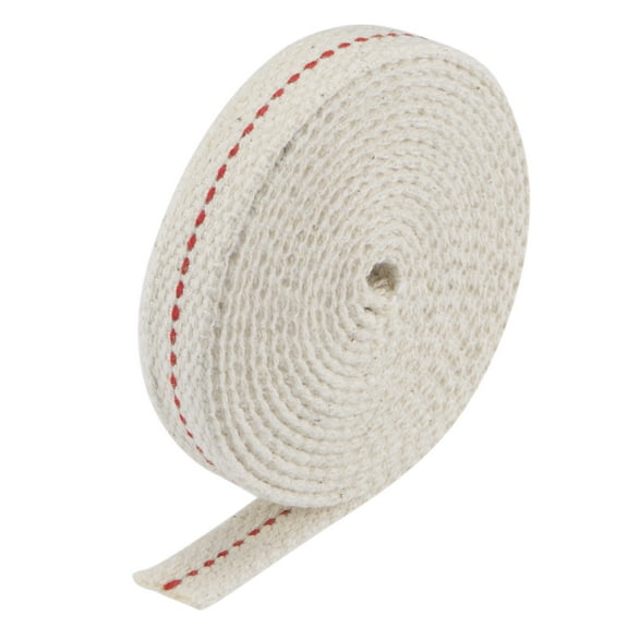 Uxcell 1/2 inch Flat Wide 2 Meter Long Cotton Oil Lamp Wick with Red Stitch, 5 Roll