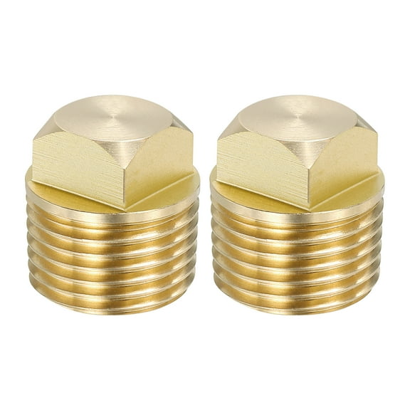 Uxcell 1/2 Inch NPT Boat Drain Plug, Solid Brass Drain Plugs for Kayak Fits Most Boats, Gold Tone 2 Pcs