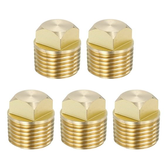 Uxcell 1/2 Inch NPT Boat Drain Plug, Solid Brass Drain Plugs for Kayak Fits Most Boats, Gold Tone 5 Pcs