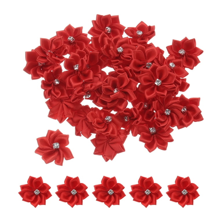も*も様 Flower ribbon tops Red Uxcell 1.2 Inch Small Ribbon Flowers Satin Ribbon Flowers Mini