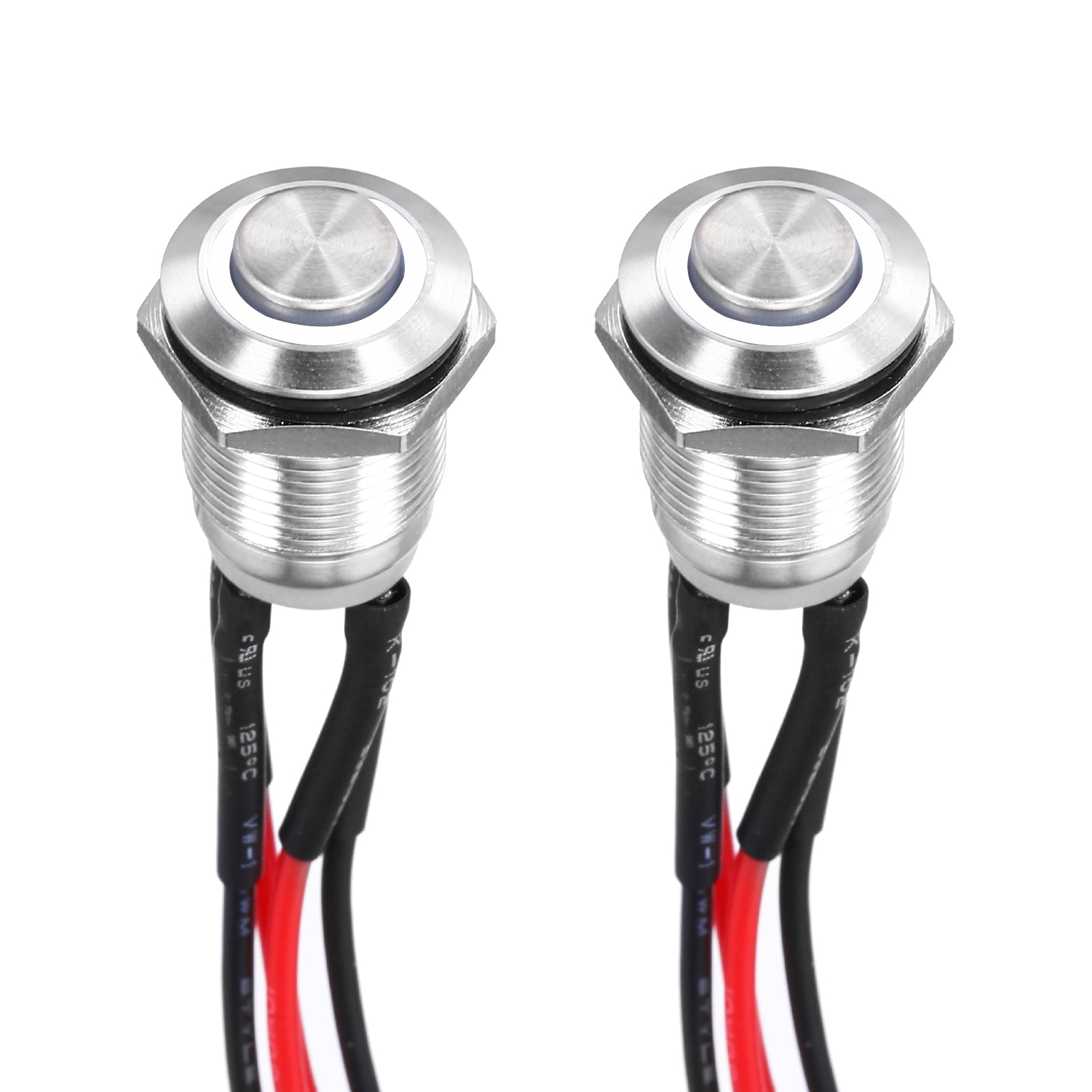 Uxcell 1/2 Inch Stainless Steel Momentary Push Button Switch Domed