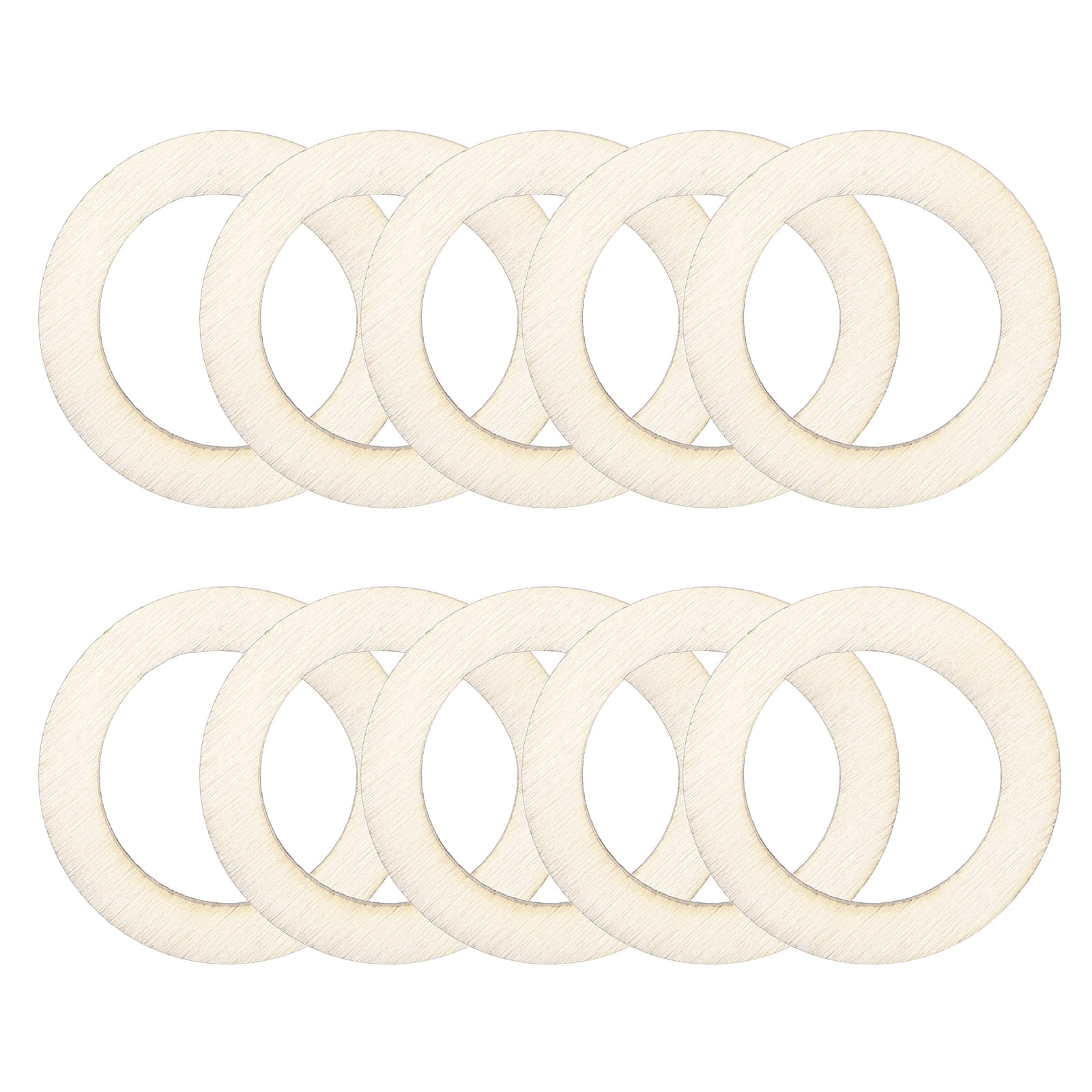 Uxcell 1.2 Inch Unfinished Wood Rings Natural Wooden Ring Circle Flat ...