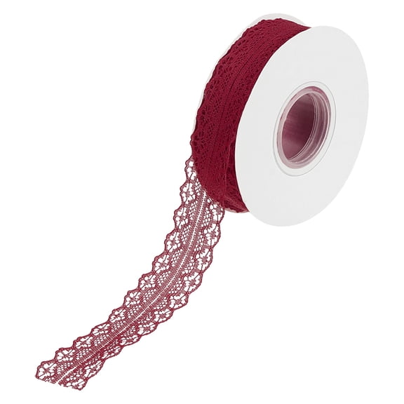 Uxcell 1.2 Inch Wide 15 Yard Lace Ribbon Floral Pattern Burgundy Red Lace Trim Ribbon for Gift Wrapping Bouquets, Wedding Decor Sewing Making, and DIY Crafts